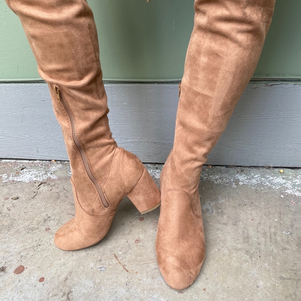 Bamboo Over-The-Knee Thigh High Block Heel Tie Boots
